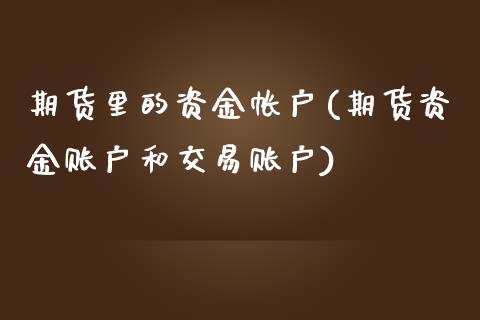 期货里的资金帐户(期货资金账户和交易账户)_https://www.zztgc.com_原油期货_第1张