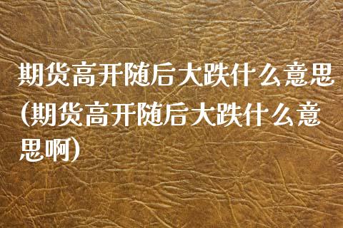 期货高开随后大跌什么意思(期货高开随后大跌什么意思啊)_https://www.zztgc.com_期货入门_第1张