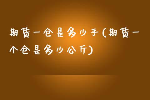 期货一仓是多少手(期货一个仓是多少公斤)_https://www.zztgc.com_期货行情_第1张