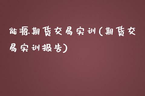 能源期货交易实训(期货交易实训报告)_https://www.zztgc.com_黄金期货_第1张