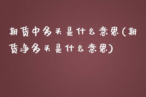 期货中多头是什么意思(期货净多头是什么意思)_https://www.zztgc.com_期货入门_第1张