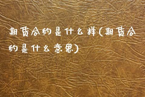 期货合约是什么样(期货合约是什么意思)_https://www.zztgc.com_黄金期货_第1张