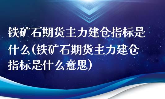 铁矿石期货主力建仓指标是什么(铁矿石期货主力建仓指标是什么意思)_https://www.zztgc.com_期货直播_第1张
