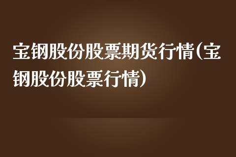 宝钢股份股票期货行情(宝钢股份股票行情)_https://www.zztgc.com_原油期货_第1张
