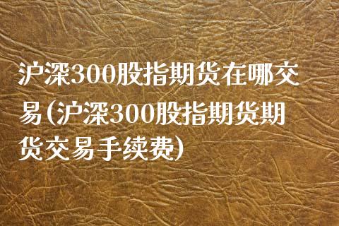 沪深300股指期货在哪交易(沪深300股指期货期货交易手续费)_https://www.zztgc.com_期货直播_第1张