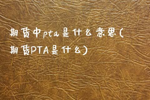 期货中pta是什么意思(期货PTA是什么)_https://www.zztgc.com_原油期货_第1张