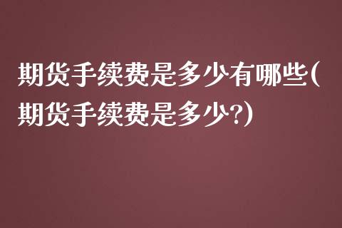 期货手续费是多少有哪些(期货手续费是多少?)_https://www.zztgc.com_黄金期货_第1张