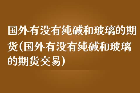 国外有没有纯碱和玻璃的期货(国外有没有纯碱和玻璃的期货交易)_https://www.zztgc.com_期货直播_第1张