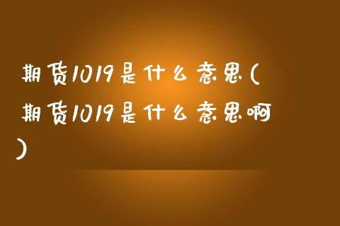 期货1019是什么意思(期货1019是什么意思啊)_https://www.zztgc.com_黄金期货_第1张