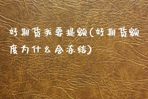 好期货我要提额(好期货额度为什么会冻结)_https://www.zztgc.com_黄金期货_第1张