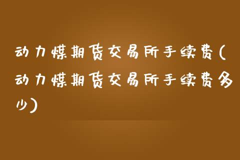 动力煤期货交易所手续费(动力煤期货交易所手续费多少)_https://www.zztgc.com_期货直播_第1张