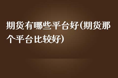 期货有哪些平台好(期货那个平台比较好)_https://www.zztgc.com_期货直播_第1张