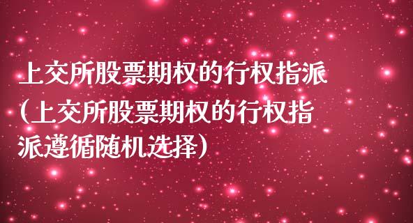 上交所股票期权的行权指派(上交所股票期权的行权指派遵循随机选择)_https://www.zztgc.com_期货直播_第1张