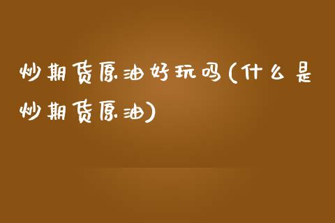 炒期货原油好玩吗(什么是炒期货原油)_https://www.zztgc.com_期货入门_第1张