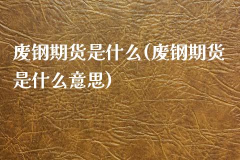 废钢期货是什么(废钢期货是什么意思)_https://www.zztgc.com_黄金期货_第1张