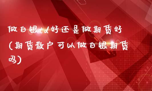 做白银td好还是做期货好(期货散户可以做白银期货吗)_https://www.zztgc.com_期货行情_第1张