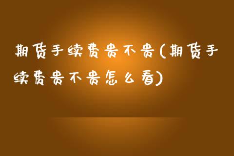 期货手续费贵不贵(期货手续费贵不贵怎么看)_https://www.zztgc.com_期货入门_第1张