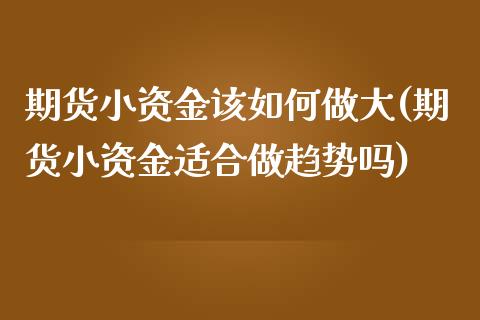 期货小资金该如何做大(期货小资金适合做趋势吗)_https://www.zztgc.com_期货开户_第1张