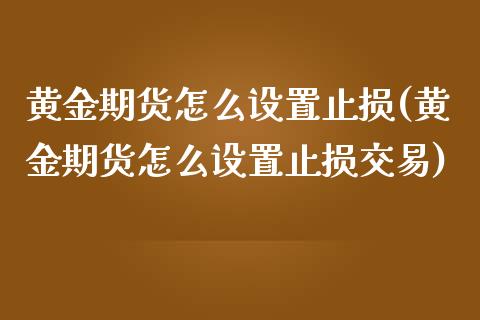 黄金期货怎么设置止损(黄金期货怎么设置止损交易)_https://www.zztgc.com_期货直播_第1张