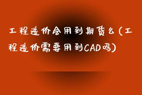 工程造价会用到期货么(工程造价需要用到CAD吗)_https://www.zztgc.com_黄金期货_第1张