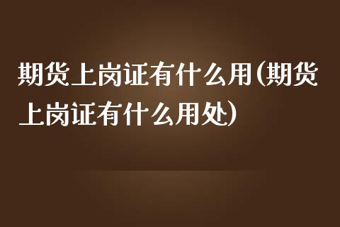 期货上岗证有什么用(期货上岗证有什么用处)_https://www.zztgc.com_期货入门_第1张