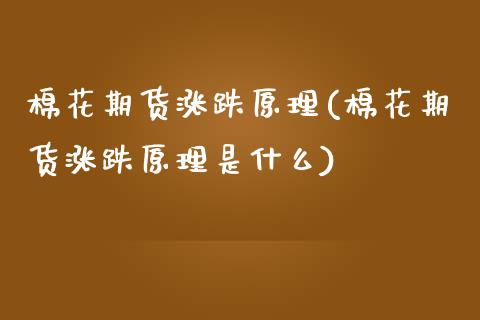 棉花期货涨跌原理(棉花期货涨跌原理是什么)_https://www.zztgc.com_期货行情_第1张