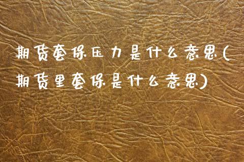 期货套保压力是什么意思(期货里套保是什么意思)_https://www.zztgc.com_原油期货_第1张