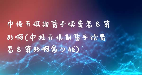 中投天琪期货手续费怎么算的啊(中投天琪期货手续费怎么算的啊多少钱)_https://www.zztgc.com_黄金期货_第1张