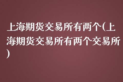 上海期货交易所有两个(上海期货交易所有两个交易所)_https://www.zztgc.com_期货入门_第1张