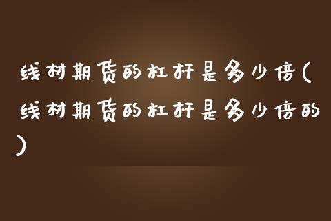 线材期货的杠杆是多少倍(线材期货的杠杆是多少倍的)_https://www.zztgc.com_期货直播_第1张