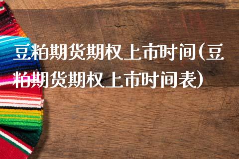 豆粕期货期权上市时间(豆粕期货期权上市时间表)_https://www.zztgc.com_黄金期货_第1张