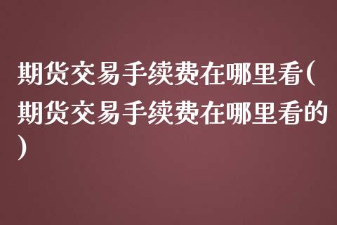 期货交易手续费在哪里看(期货交易手续费在哪里看的)_https://www.zztgc.com_期货直播_第1张