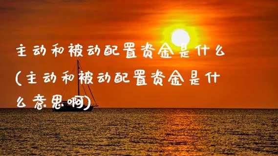 主动和被动配置资金是什么(主动和被动配置资金是什么意思啊)_https://www.zztgc.com_期货行情_第1张