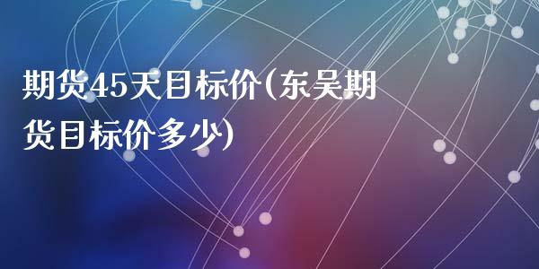 期货45天目标价(东吴期货目标价多少)_https://www.zztgc.com_原油期货_第1张