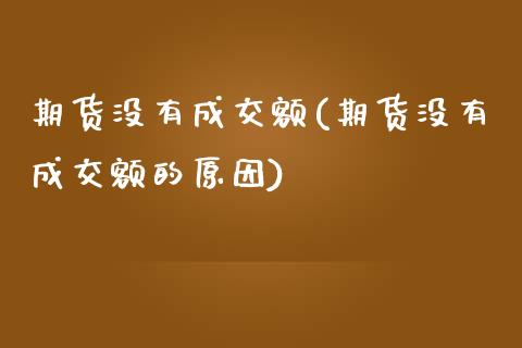 期货没有成交额(期货没有成交额的原因)_https://www.zztgc.com_期货入门_第1张