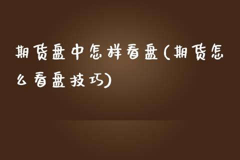 期货盘中怎样看盘(期货怎么看盘技巧)_https://www.zztgc.com_黄金期货_第1张