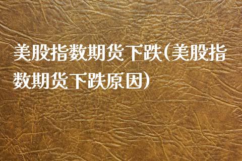 美股指数期货下跌(美股指数期货下跌原因)_https://www.zztgc.com_原油期货_第1张