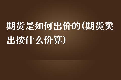 期货是如何出价的(期货卖出按什么价算)_https://www.zztgc.com_期货行情_第1张