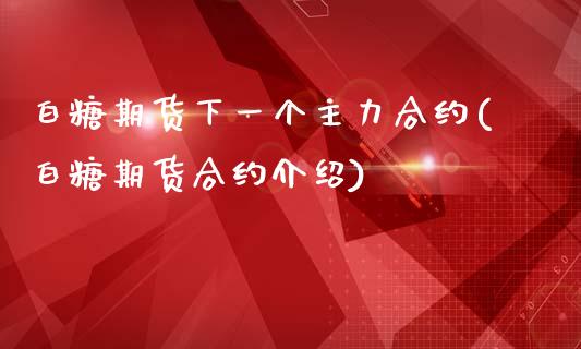 白糖期货下一个主力合约(白糖期货合约介绍)_https://www.zztgc.com_期货开户_第1张