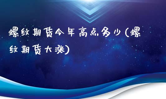 螺纹期货今年高点多少(螺纹期货大涨)_https://www.zztgc.com_期货入门_第1张