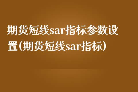 期货短线sar指标参数设置(期货短线sar指标)_https://www.zztgc.com_期货入门_第1张