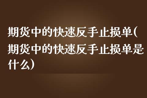 期货中的快速反手止损单(期货中的快速反手止损单是什么)_https://www.zztgc.com_期货入门_第1张