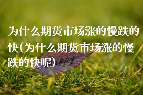 为什么期货市场涨的慢跌的快(为什么期货市场涨的慢跌的快呢)_https://www.zztgc.com_期货入门_第1张