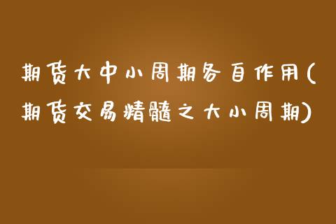期货大中小周期各自作用(期货交易精髓之大小周期)_https://www.zztgc.com_原油期货_第1张