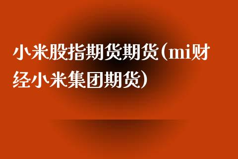 小米股指期货期货(mi财经小米集团期货)_https://www.zztgc.com_期货直播_第1张