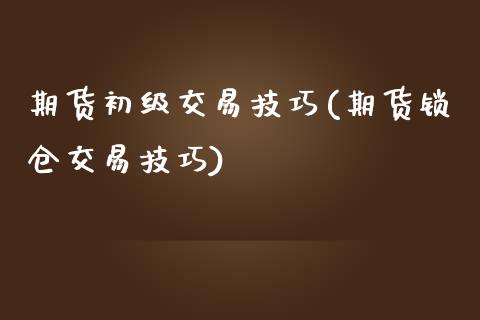期货初级交易技巧(期货锁仓交易技巧)_https://www.zztgc.com_黄金期货_第1张