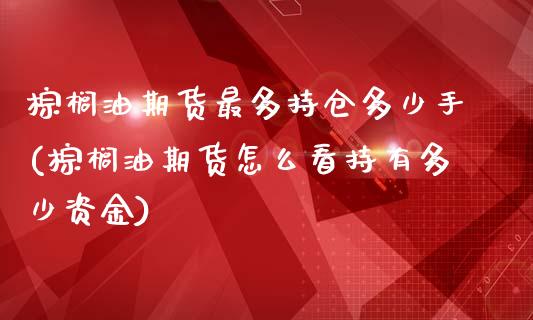 棕榈油期货最多持仓多少手(棕榈油期货怎么看持有多少资金)_https://www.zztgc.com_黄金期货_第1张