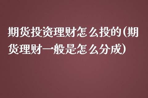 期货投资理财怎么投的(期货理财一般是怎么分成)_https://www.zztgc.com_期货入门_第1张