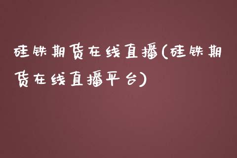硅铁期货在线直播(硅铁期货在线直播平台)_https://www.zztgc.com_原油期货_第1张
