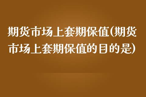 期货市场上套期保值(期货市场上套期保值的目的是)_https://www.zztgc.com_黄金期货_第1张